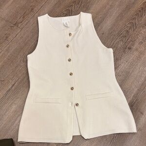 H&M Sleeveless White Button-Up Vest